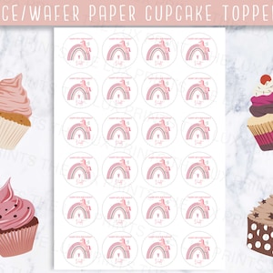 Personalizzato rosa arcobaleno unicorno D2 ragazza tazza fata torta topper commestibile wafer carta di riso cuore viola bambini festa regalo magico bambino compleanno