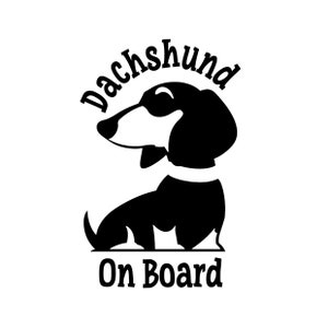 Teckel aan boord D1 autosticker vinyl sticker voor autoruit of bumper Doxie worst Dog Wiener-verkrijgbaar in zwart, goud, wit of roze