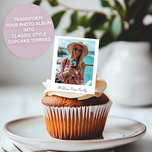 16x decorazioni per torte con testo e fotografia personalizzate / modello Canva / carta di riso commestibile per addio al nubilato, compleanno, anniversario