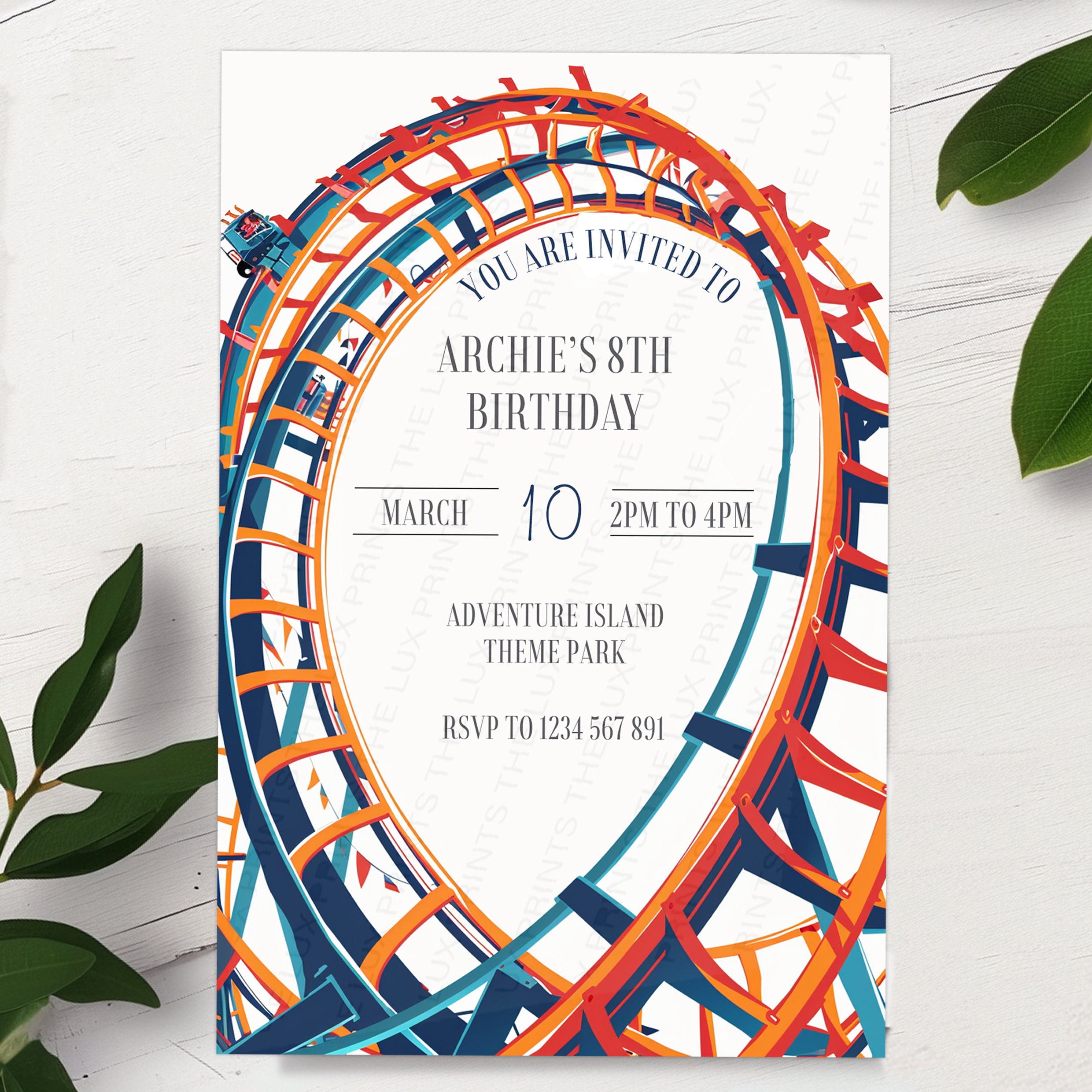 Personalised Rollercoaster Theme Park Amusement Birthday Party ...