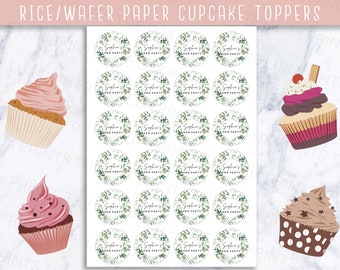 Personalised Hen Do Party Eucalyptus Cup Fairy Cake Toppers Edible Wafer Rice Paper Botanical Floral Theme Bachelorette Party Supplies Gift