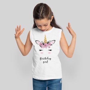 Unicorn Birthday Girl D3 Decal,  Iron On Transfer, Unicorn Flower Heat Transfer, Unicorn Iron On Transfer, Unicorn Decals, Iron On Shirt