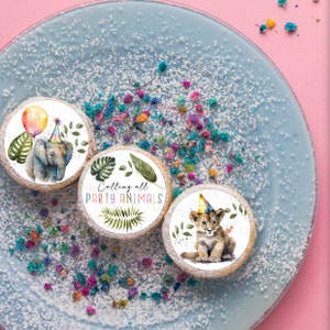 Chiamata a tutti gli animali da festa D1 Cup Fairy Cake Toppers commestibile Wafer Rice Paper Bambina Bambino Compleanno Festa Decorazione Regalo Bambino Safari Zoo Giungla