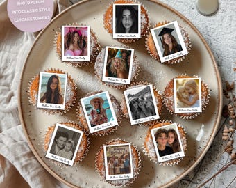 16 x Personalised Text and Photograph Cake Toppers Edible Wafer Rice Paper Hen Do Birthday Party Anniversary Baking Supplies