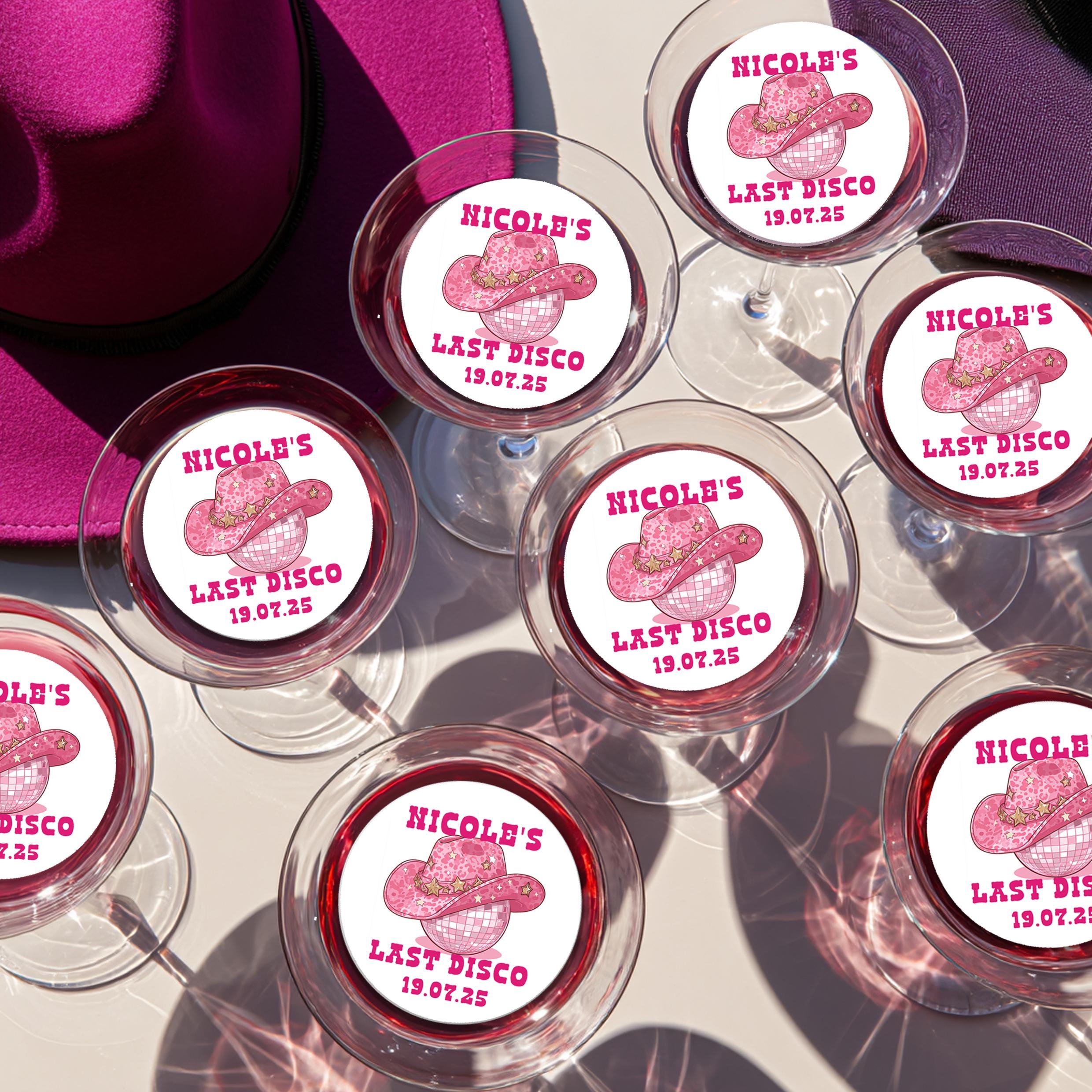 Personalised Last Rodeo Disco Ball Drink Toppers Hen Do Party Cow Girl ...