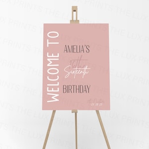 Personalised Pink Welcome Birthday Sign,  Event Decor,Celebration Decor, Party Sign Board Girls, Women, Modern Minimalistic Party Decoration