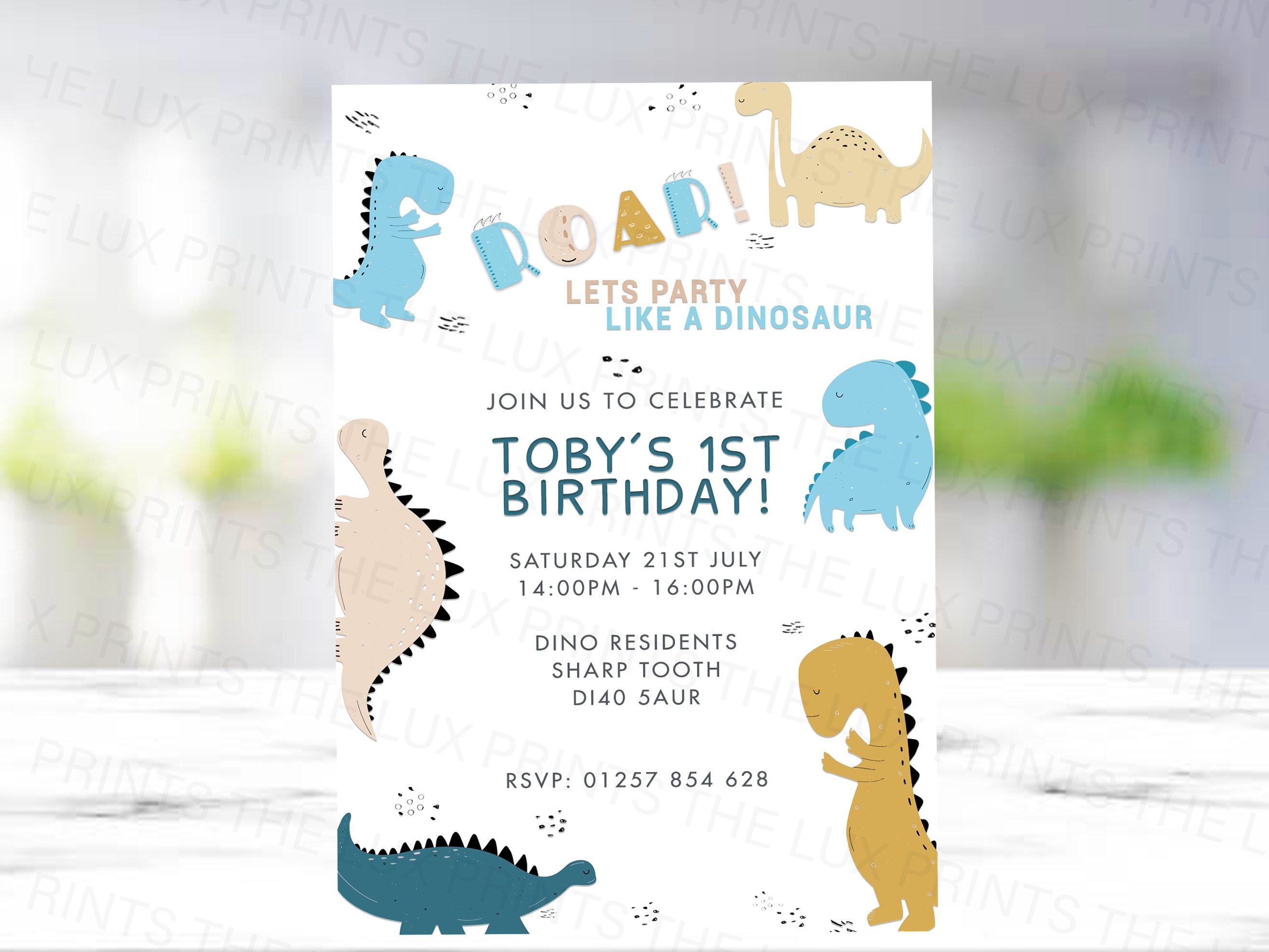 Dinosaur Personalised Invitations Birthday Party Boys Cartoon Card Name Age 