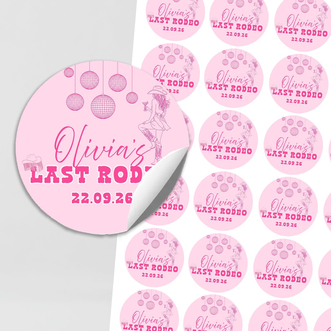 24x Personalised Last Rodeo Hen Party Stickers Pink Cowgirls Hen Do ...