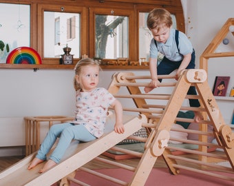 CaPiMotion Climber mit Rutschbrett - Das Kletterdreieck das mitwächst (Transformierbares: Kletterdreieck, Babykletterer, Klettergerüst)