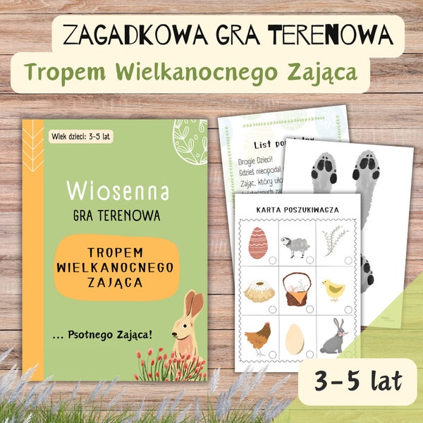 Gra Terenowa dla dzieci - Wielkanoc - Wiosna- Zagadki-  Edukacja przyrodnicza - Przedszkole leśne- Produkt cyfrowy PDF