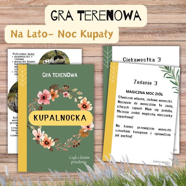 Gra Terenowa - Przesilenie Letnie - Noc Kupały - Kupalnocka - Noc Świętojańska - Edukacja Historyczna -  Plik cyfrowy do wydruku PDF