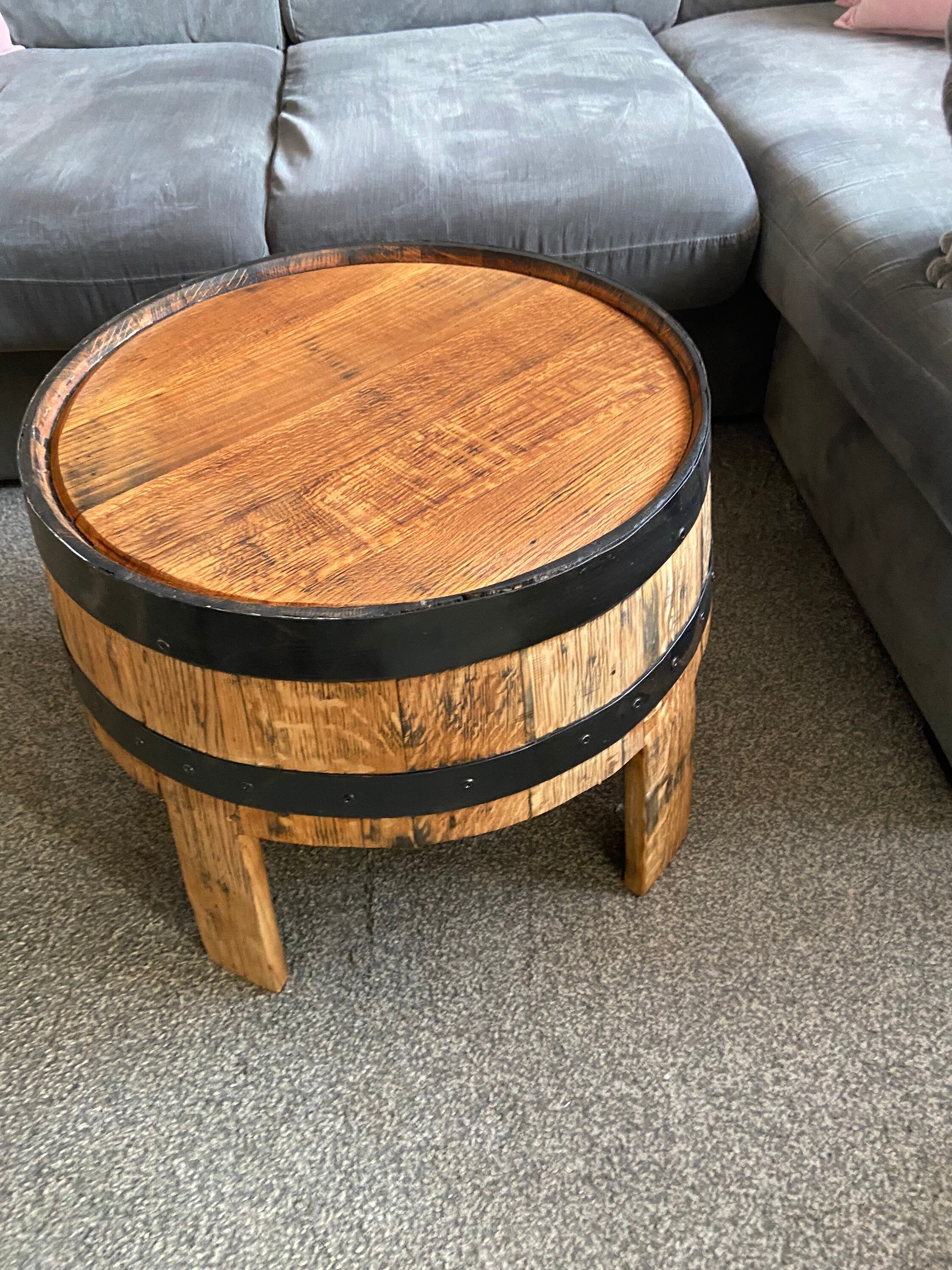 Whisky Barrel Coffee Table Rustic Hand Made Ornament Etsy UK
