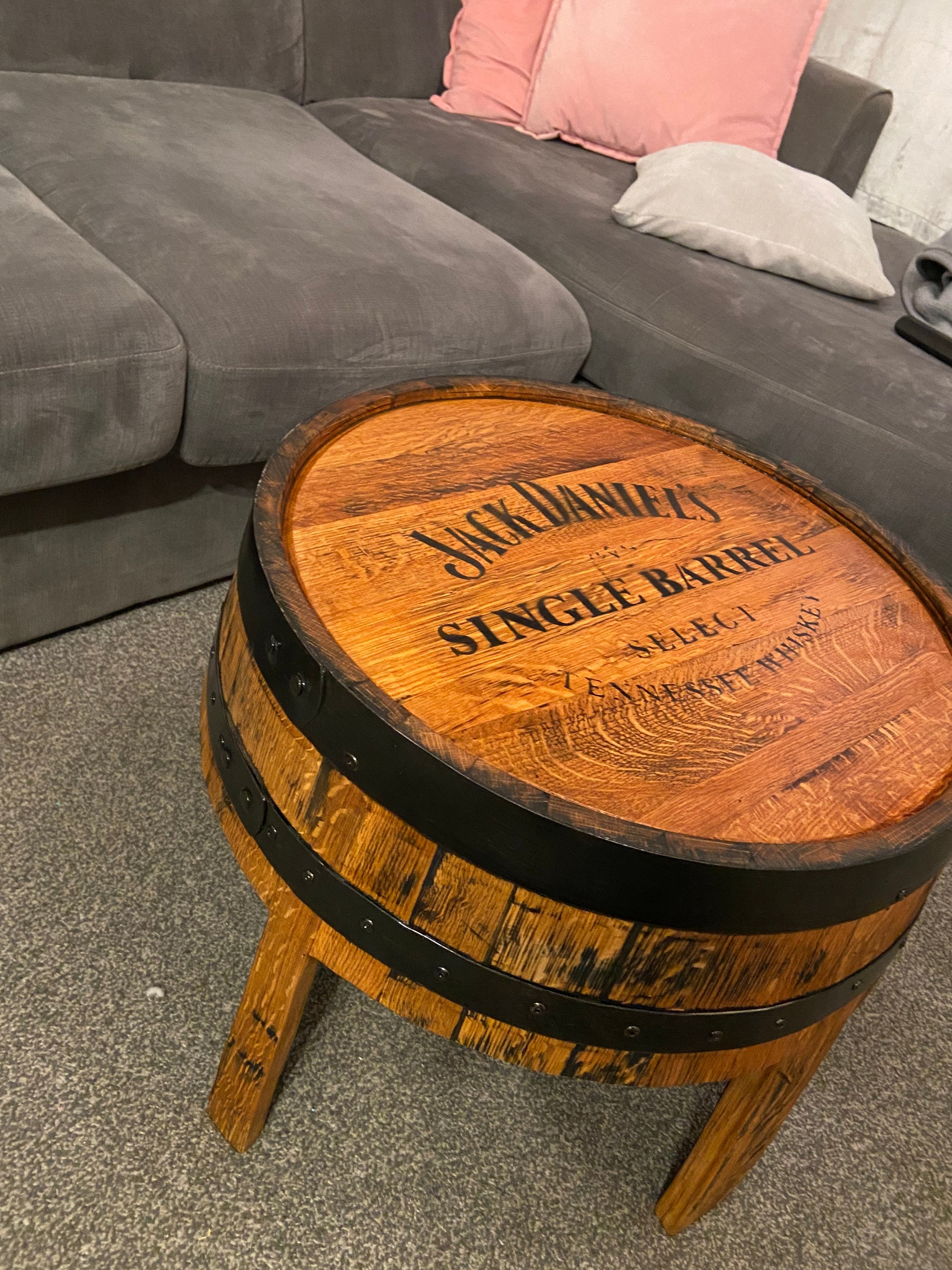 Whisky Barrel Coffee Table Rustic Hand Made Ornament Etsy UK