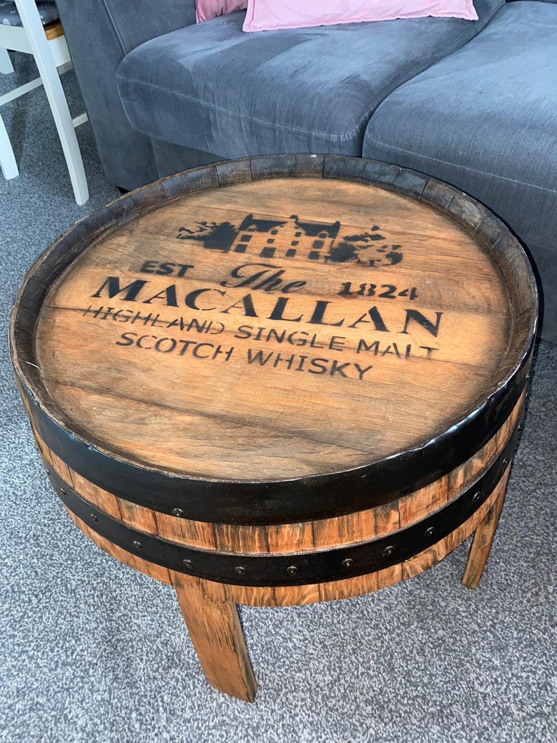 Whisky Barrel Coffee Table Rustic Hand Made Ornament Etsy UK