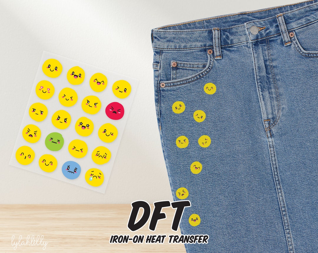 DFT Iron on Heat Transfer Sticker for Cloth CUTE Emoji DIY - Etsy