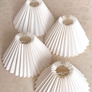Petite Nordic Pleated "Plisse" Lamp Shade with Clip on Frame. Pure White Non Fabric Scandinavian Design. Price is for 1 Lamp Shade!