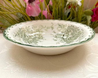 Rörstrand Sweden Grön Anna Very Rare Large Salad Plate "Green Anna". Off White Fajance with Dark Green Floral Motive. Tiny Superficial Flaws