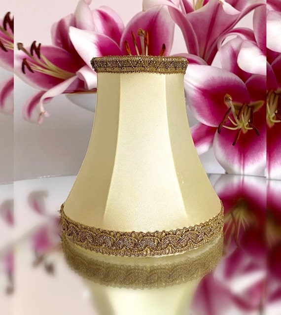 Light Pastel Yellow Satin Lamp Shade. French Vintage Petite