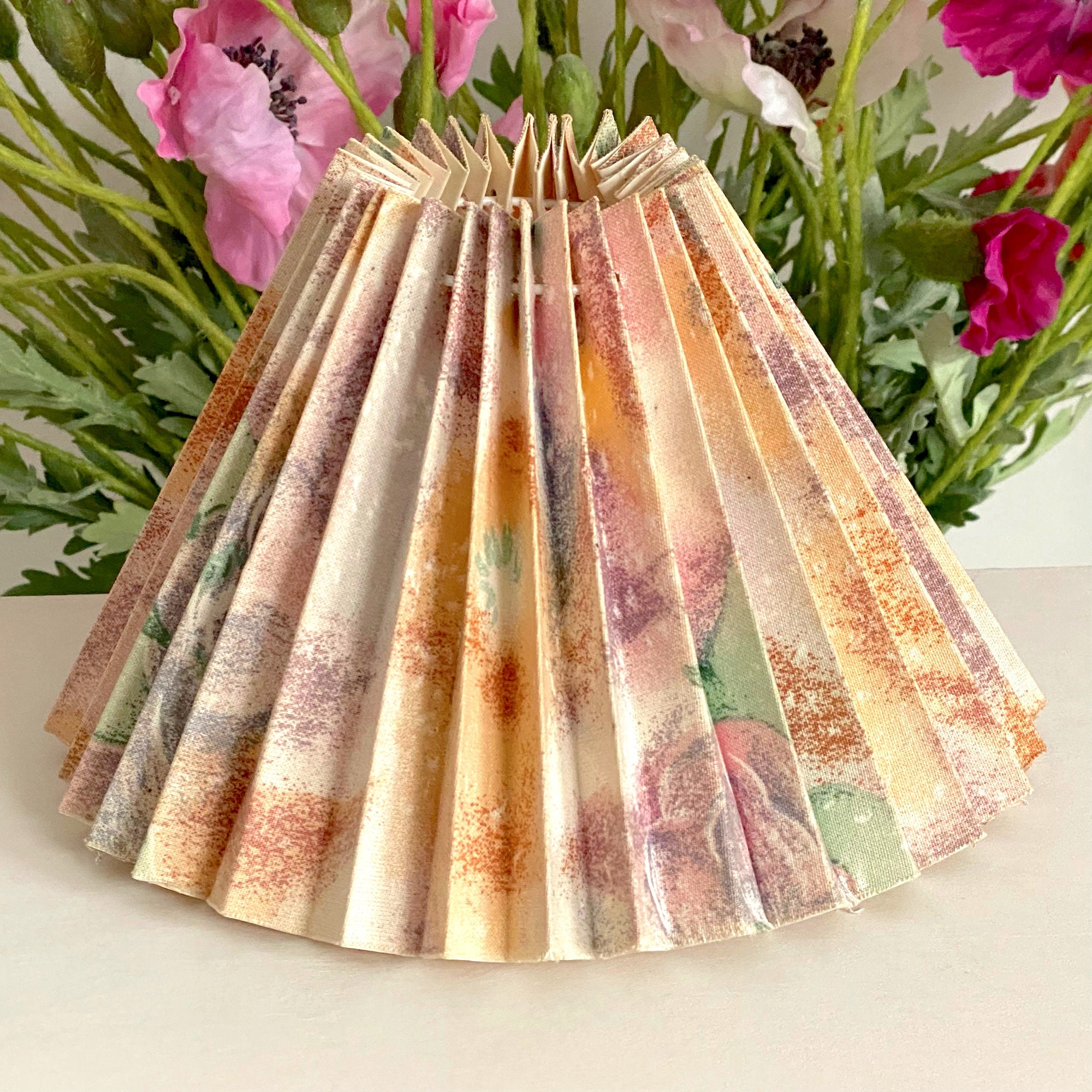 Multi Colored Abstract Pastel Art Pleated Fabric Lamp Shade. Nordic Retro "Plisse" Clip on Frame. Scandinavian Design. Read Description!
