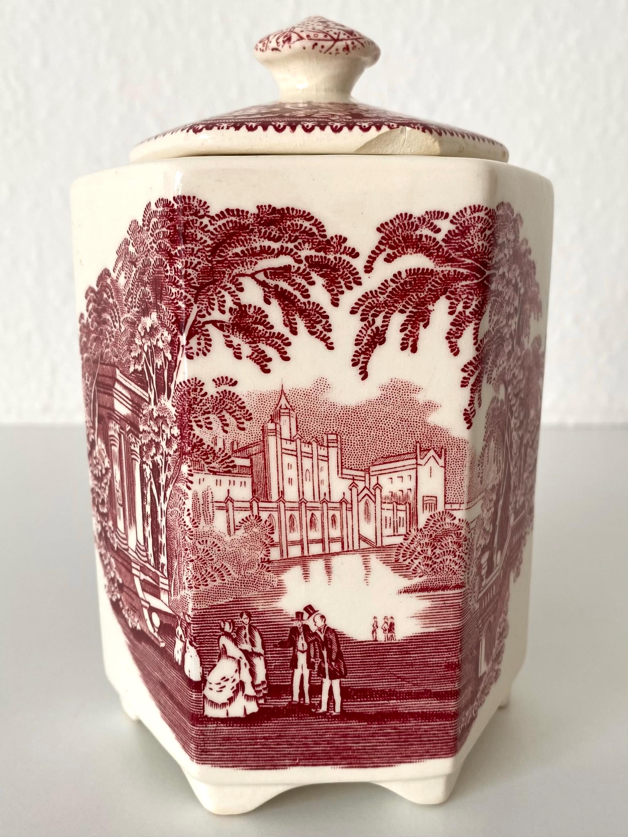 Masons Vista Very Rare Hexagon Shape Lidded Jar/canister. Red Pink and off White. English Antique 1900s Fajance. Lid Has Flaw and Hairline - Etsy Masons Vista Very Rare Hexagon Shape Lidded Jar/canister. Red Pink and off White. English Antique 1900s Fajance. Lid Has Flaw and Hairline - Etsy