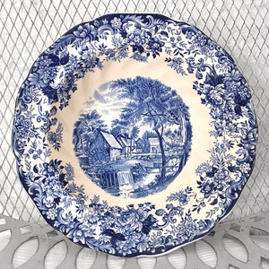 Johnson Bros Mill Stream Made in England. Beautiful Antique Blue and Off White Fajance Cereal/Soup Bowl