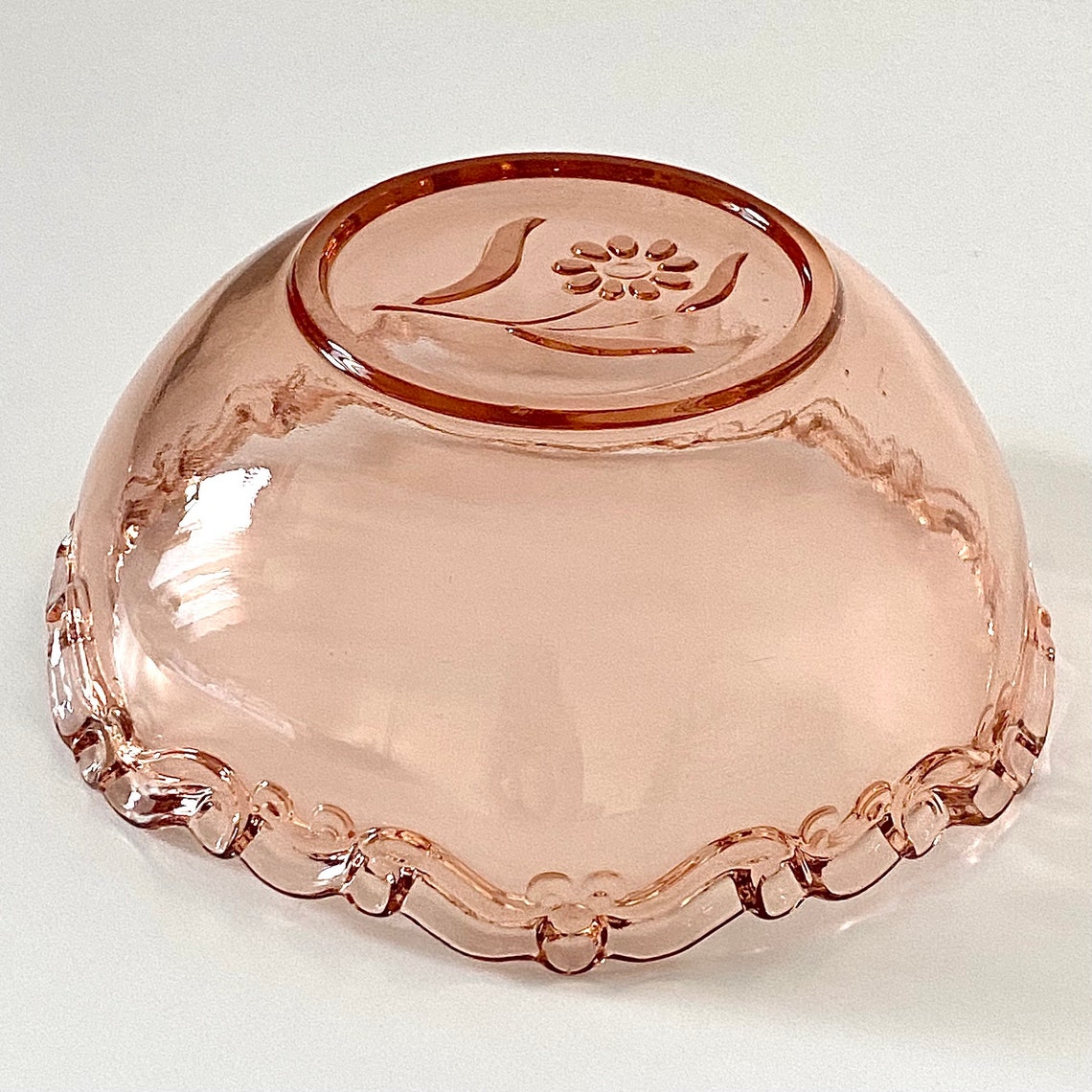 Antique Pink Glass Bowl. Beautiful Details with Daisy Flower Etsy
