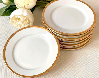 Price is for 1 Plate. Gold Trim Pillivuyt France White Porcelain Large Cake/Side Plate. Very Rare French Vintage Bistro. Read Description!