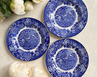 Price is for 1 Plate. Wood & Sons England Enoch Woods English Scenery. Antique Blue and Off White Fajance Cake/Side Plate. Made in England