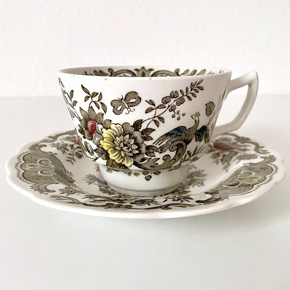 Vintage Ridgway Ironstone ENGLISH GARDEN Cup & Saucer Set