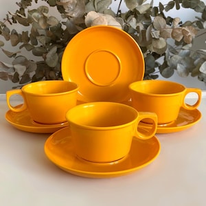 Price is for 1 Cup and 1 Saucer. Rosti Denmark Yellow Cup and Saucer Set. Mid Century Designed by Bjørn Christensen. Scandinavian Style