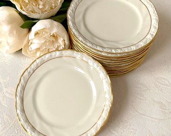 Off White Colored Cake/Side Plate with Gold Trim and Beautiful Details. Vintage Jlmenau Edelweiss. Made in Germany. Price is for 1 Plate!