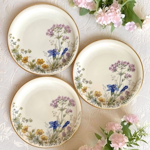 Large Cake Plate with Beautiful Meadow Flower Motive. K&A Krautheim Selb Bavaria Wiesengrund Bergeshöh'n Off White Porcelain. Scene M