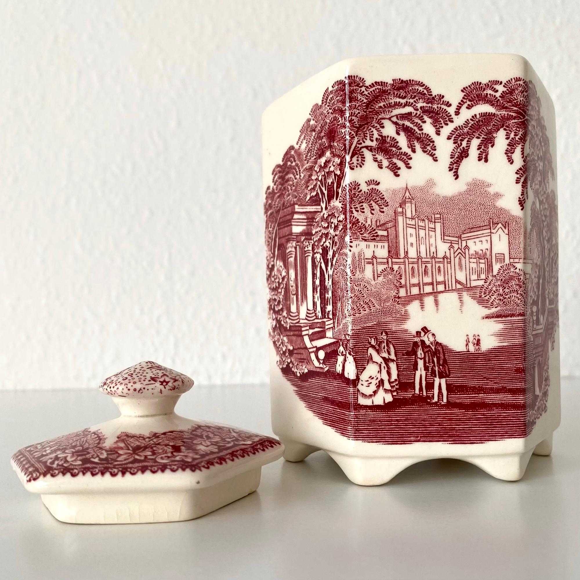 Masons Vista Very Rare Hexagon Shape Lidded Jar/canister. Red Pink and off White. English Antique 1900s Fajance. Lid Has Flaw and Hairline - Etsy Masons Vista Very Rare Hexagon Shape Lidded Jar/canister. Red Pink and off White. English Antique 1900s Fajance. Lid Has Flaw and Hairline - Etsy