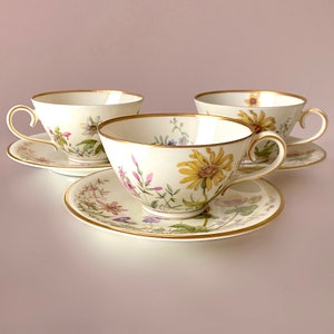 Krautheim Bavaria Wiesengrund Bergeshöh'n. Tea Cup and Saucer Set with Beautiful Flower Motive. Scene J. Has Tiny Flaws. See Photos!