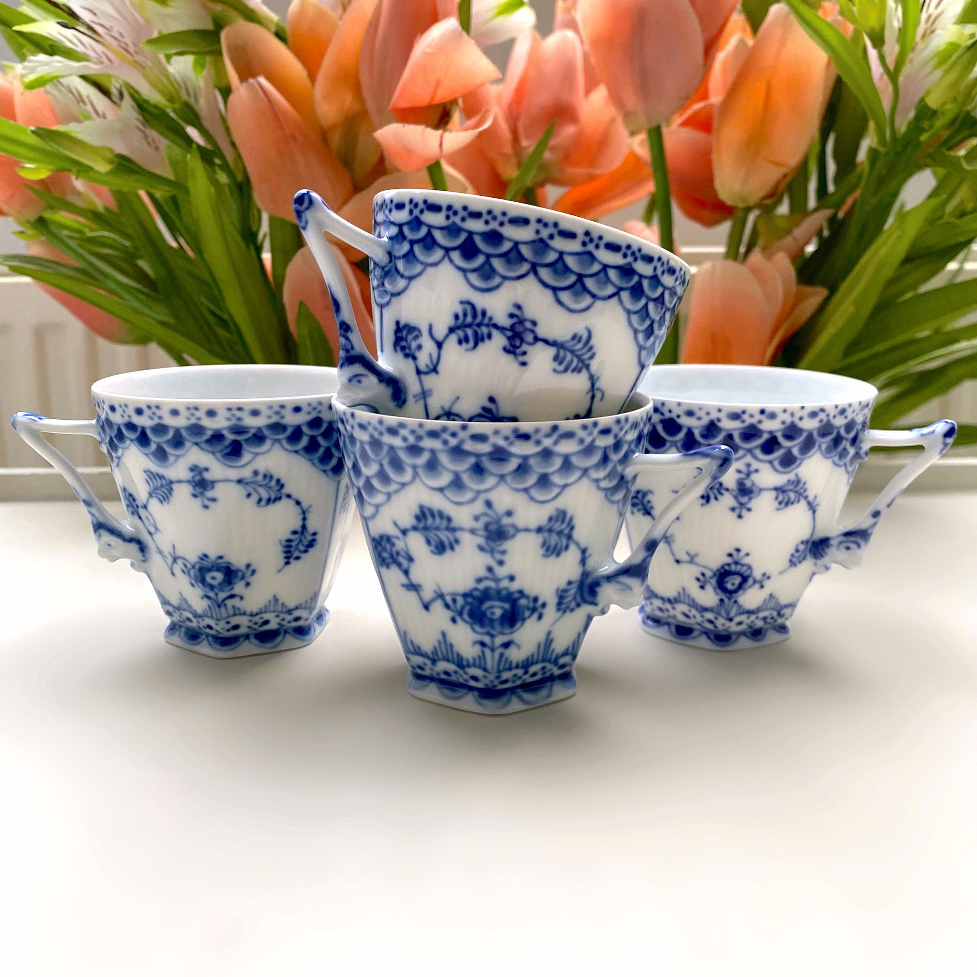 Royal Copenhagen Tazza Tulip Flora con Piattino in Porcellana