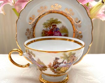 Rare Antique Alka Bavaria Porcelain Demitasse Tea Cup & Saucer Set 