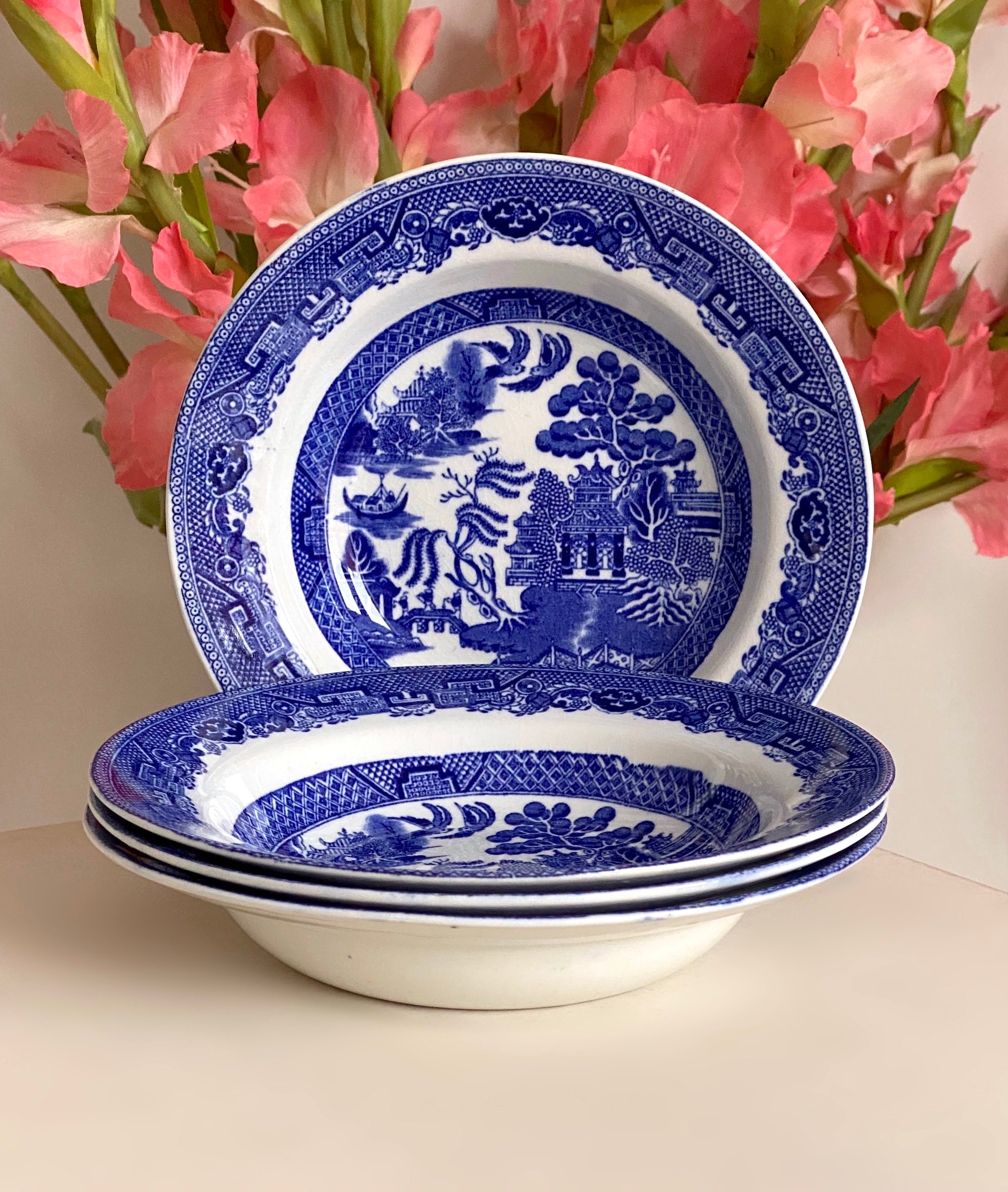 アウガルテン　Willow Early Wood's & Sons Blue Willow Tea Pot England Hexagon