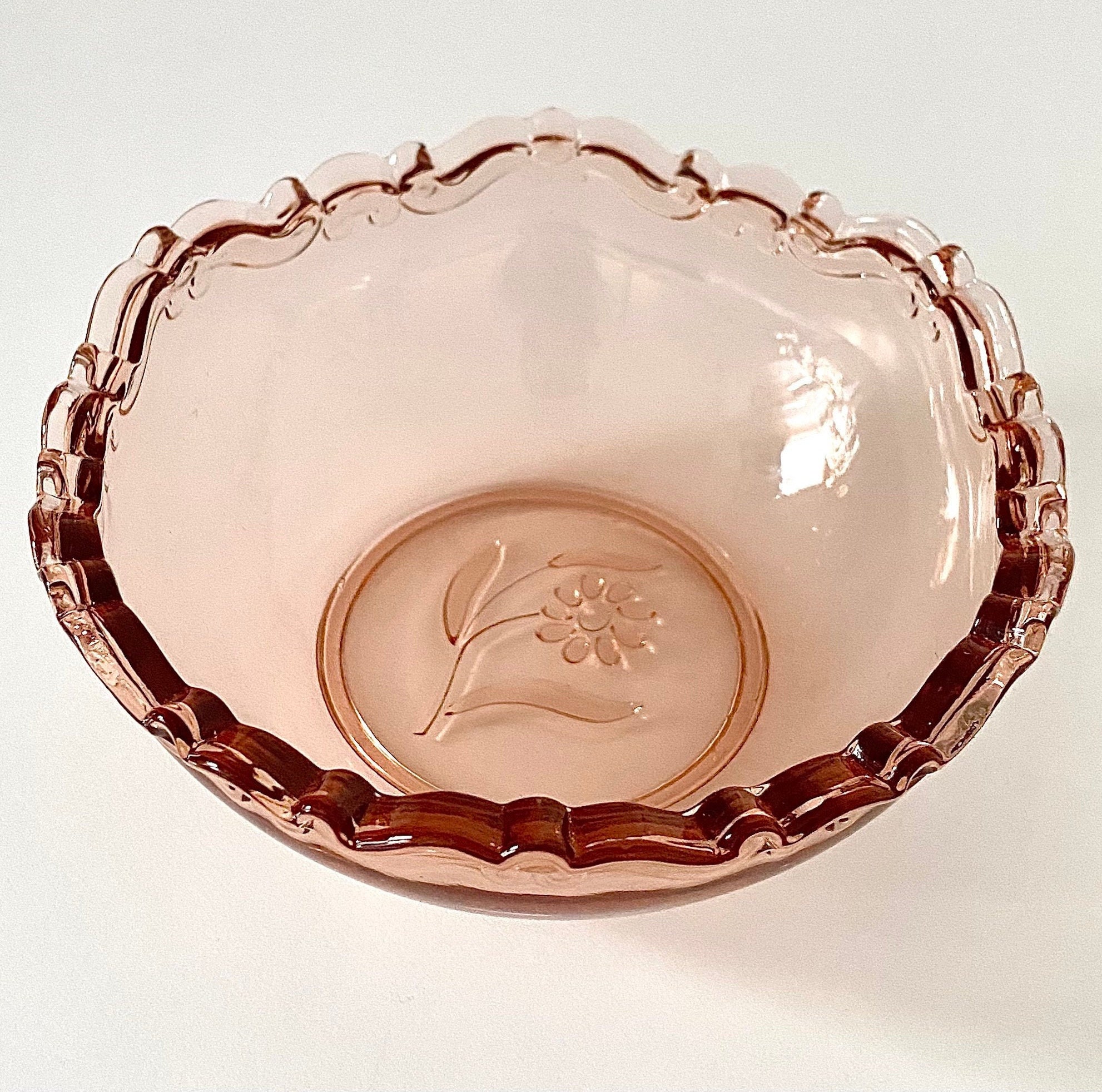 Antique Pink Glass Bowl. Beautiful Details with Daisy Flower Etsy