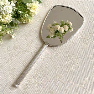 Miroir à main vintage argenté : design Star Burst