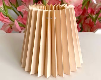 Nordic "Plisse" Pleated Creamy Beige Non Fabric Petite Lamp Shade with Clip on Frame. Retro Scandinavian Design. Has Flaws Please See Photos