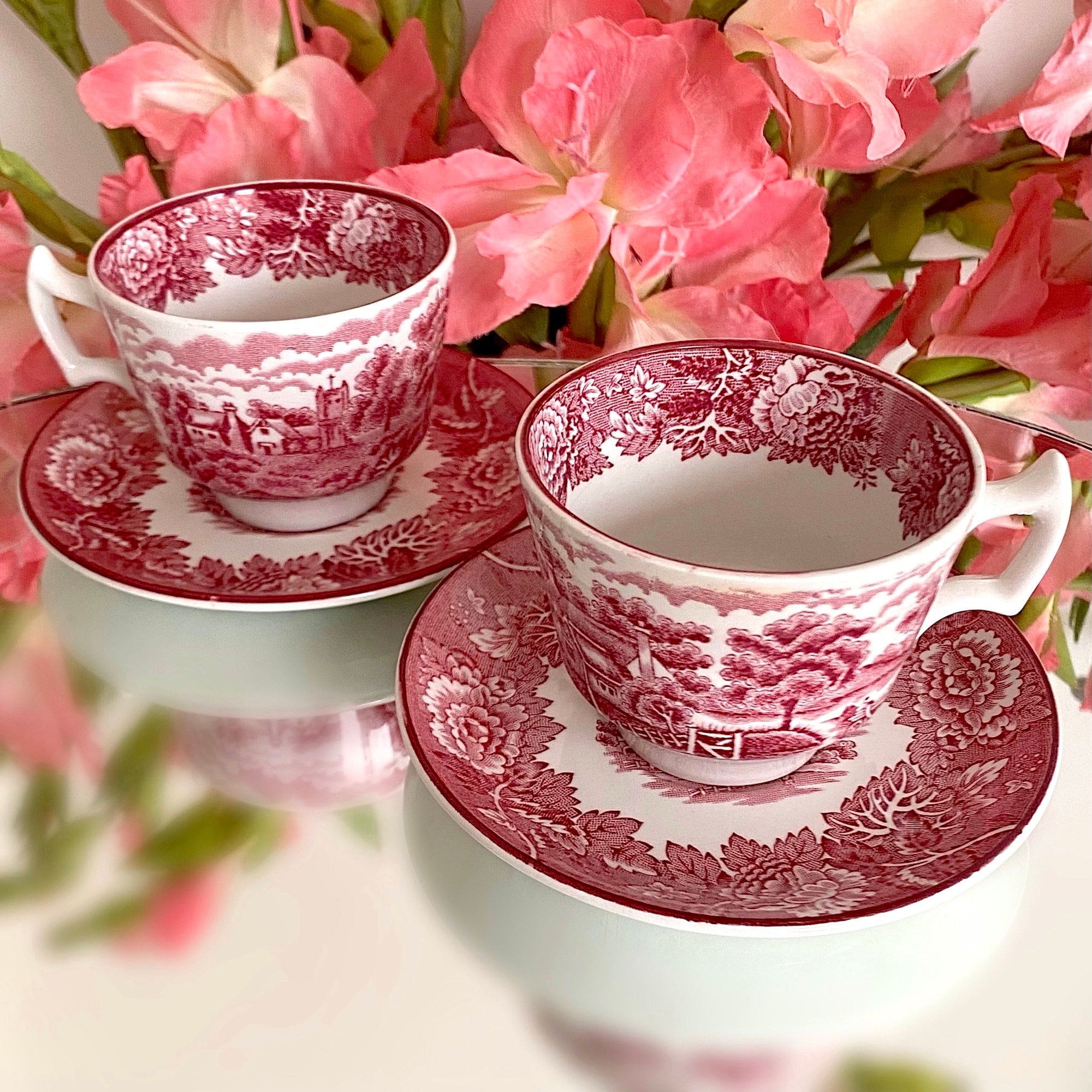 アンティーク wood&sons 英国 enoch wood´s 赤絵 2枚 皿