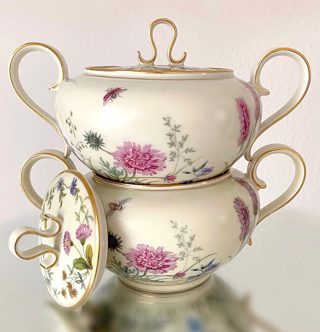vintage-krautheim-bavaria-lidded-sugar-bowl-wild-flower-porcelain-etsy