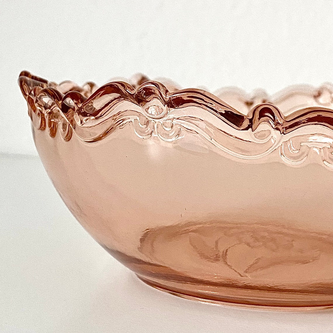 Antique Pink Glass Bowl. Beautiful Details with Daisy Flower Etsy