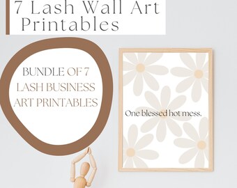 7 Wall Art Printable Digital Documents for Lash Room Decoration, Lash Room Decor, Wall Art, Wall Art Printable, Digital Art, Bundle Wall Art