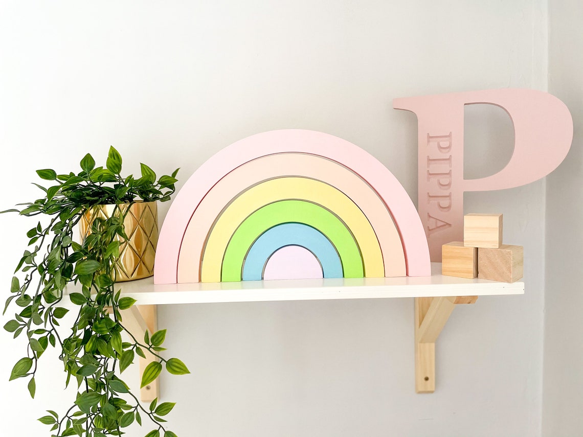 CUSTOM Wooden Rainbow Stackable Rainbow Rainbow Stacking Etsy