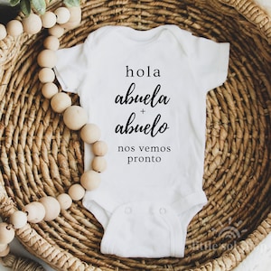 Hola Abuela Y Abuelo Baby Bodysuit • Spanish Pregnancy Announcement • Grandparents Baby Announcement • Seran Abuelos • Grandma And Grandpa