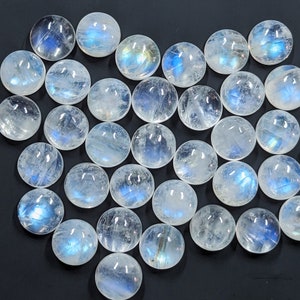 AAA Moonstone Cab Stones, 8mm Moonstone, glowing blue moonstone stones, rainbow moonstone