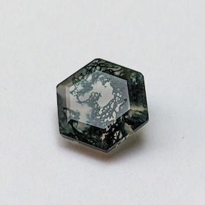 8mm Hexagon Moss Agate, Loose Moss Agate Stones, Natural AAA Moss Agate Stones