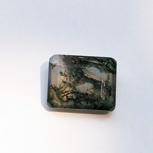 8x10mm Emerald Cut Moss Agate, Moss Agate Stones, Emerald Cut Moss Agates, Natural AAA Moss Agate Stones
