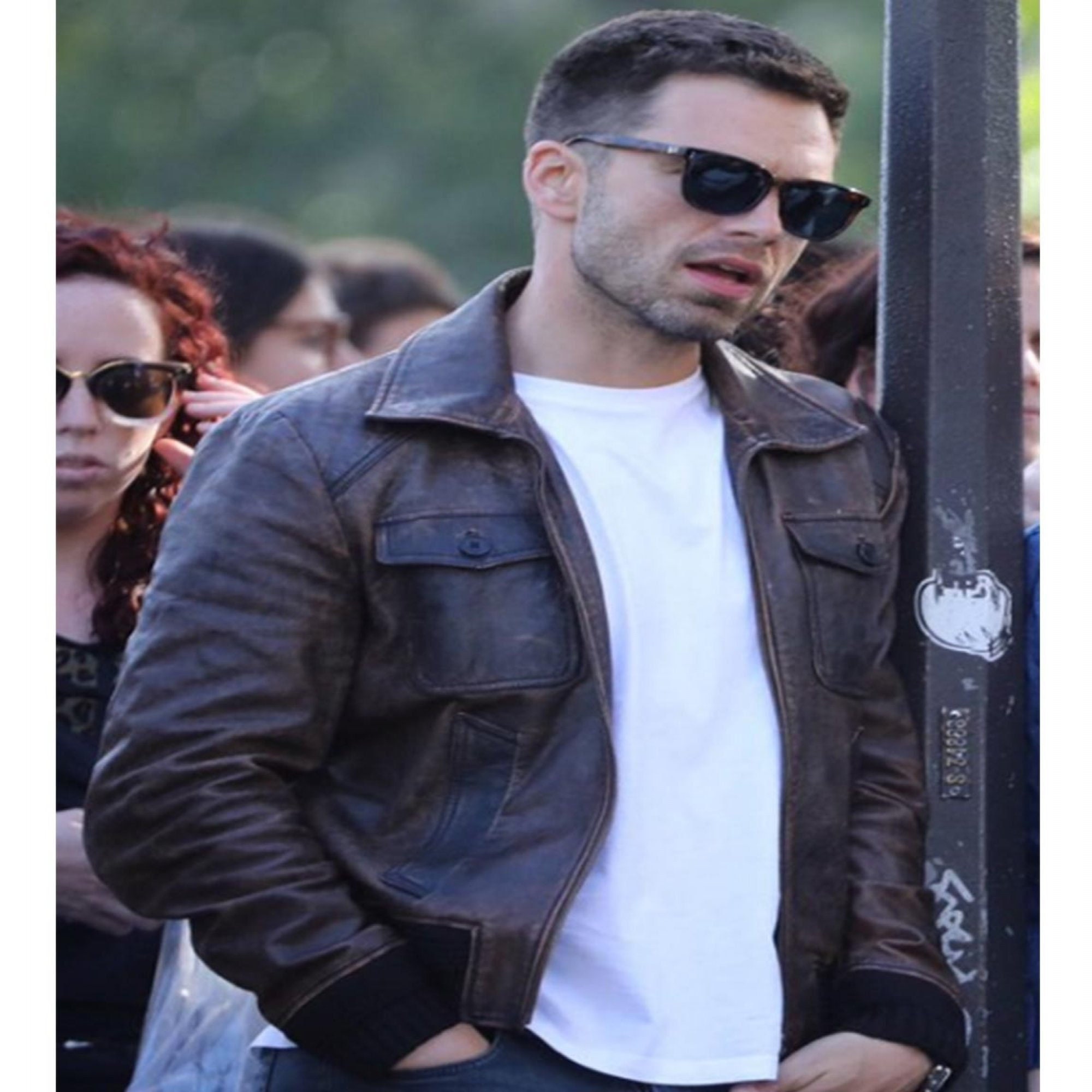 The 355 Sebastian Stan Leather Jacket 